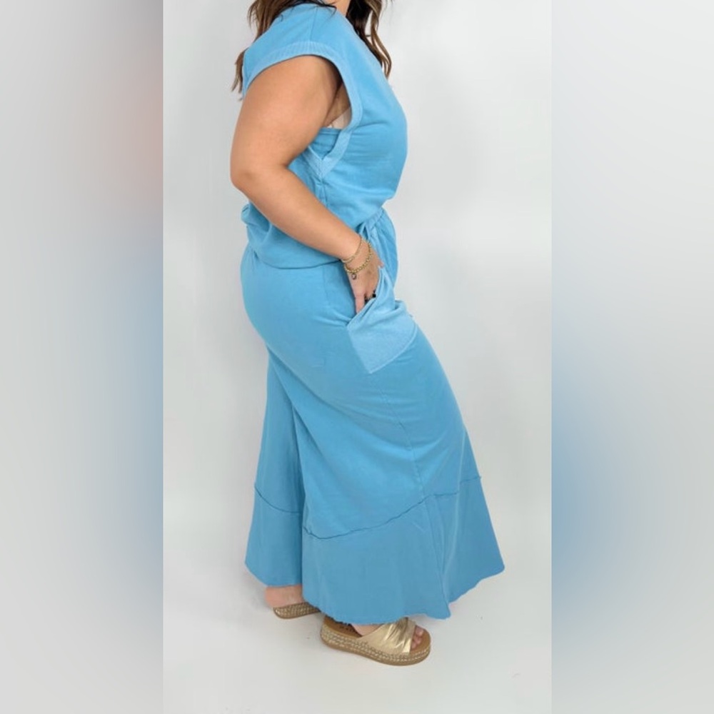 Oddy pant and top set, blue, 1X